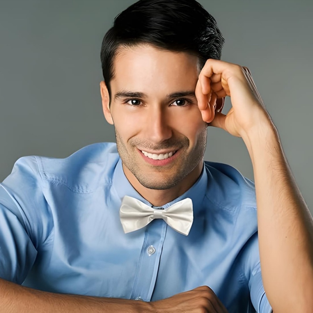 💞 New White Pre-tied Adjustable Bow Tie